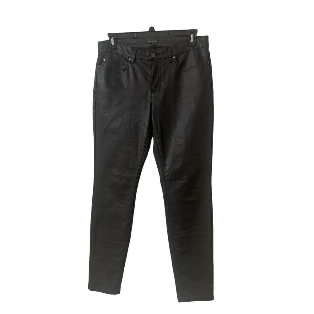 Eileen Fisher faux leather pants black sz 12